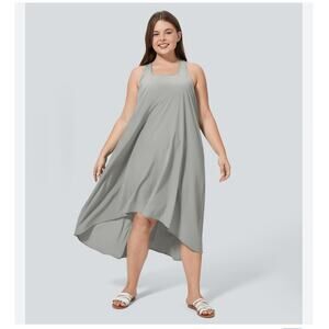 NEW Halara Breezeful Racerpocket High Low Flowy Midi Quick Dry Dress 3X Grey